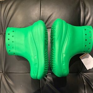 Bright Green Crocs Rain Boots